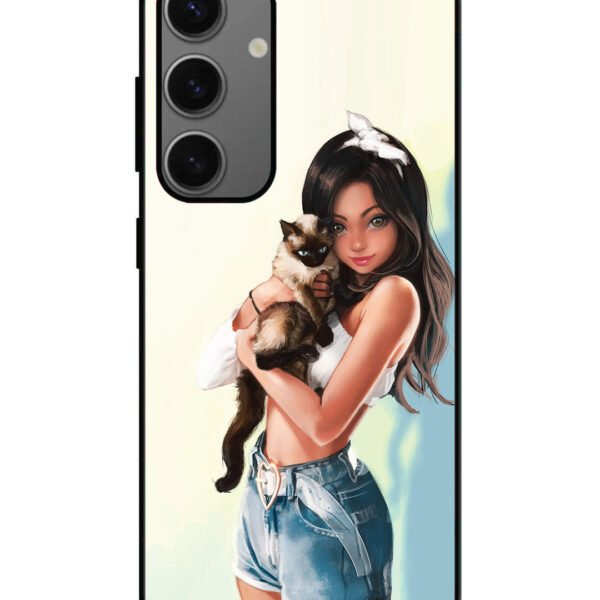 Samsung Galaxy A25 | 2D Metal | Cute Girl with Cat | LC124
