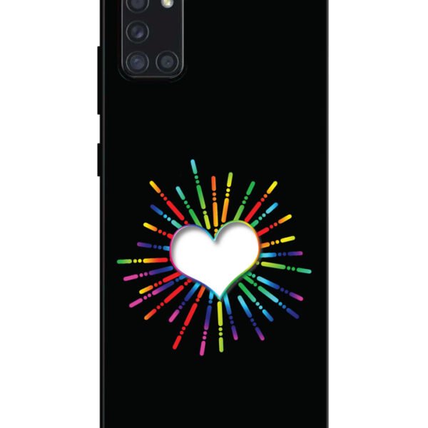 Samsung Galaxy A31 | 2D Metal | Colourful Heart on Black | LC125