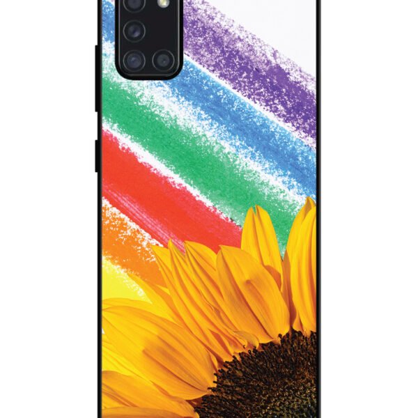 Samsung Galaxy A31 | 2D Metal | Sunflower on Colourful Lines | LC125