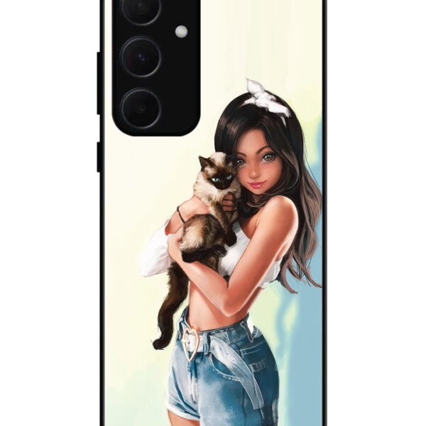Samsung Galaxy A54 5G | 2D Metal | Cute Girl with Cat | LC130