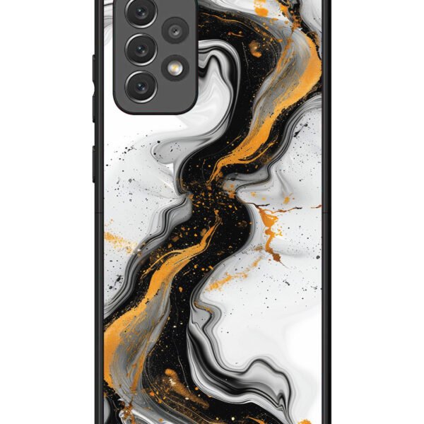 Samsung Galaxy A72 | 2D Metal | Black And Golden Marble Essence | LC132