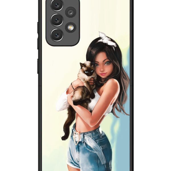Samsung Galaxy A72 | 2D Metal | Cute Girl with Cat | LC132