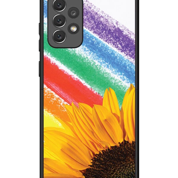 Samsung Galaxy A72 | 2D Metal | Sunflower on Colourful Lines | LC132
