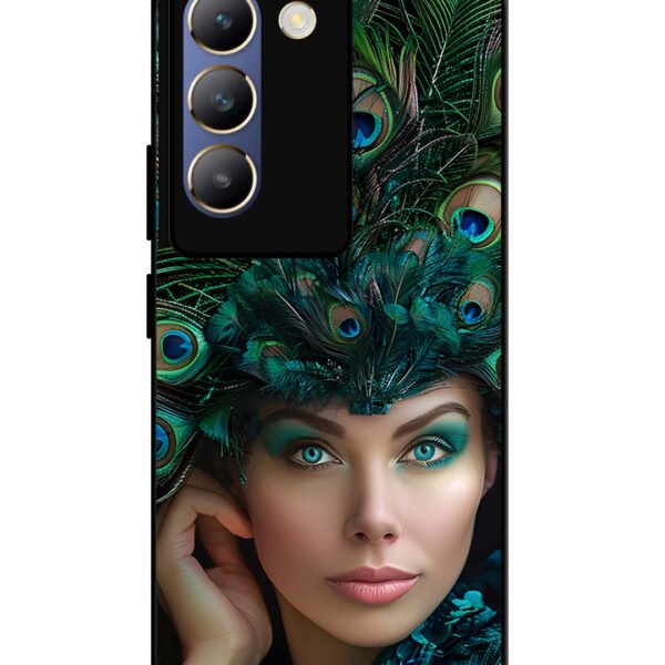 Vivo Y200E | 2D Metal | Girl With Peacock Feather Crown | LC015