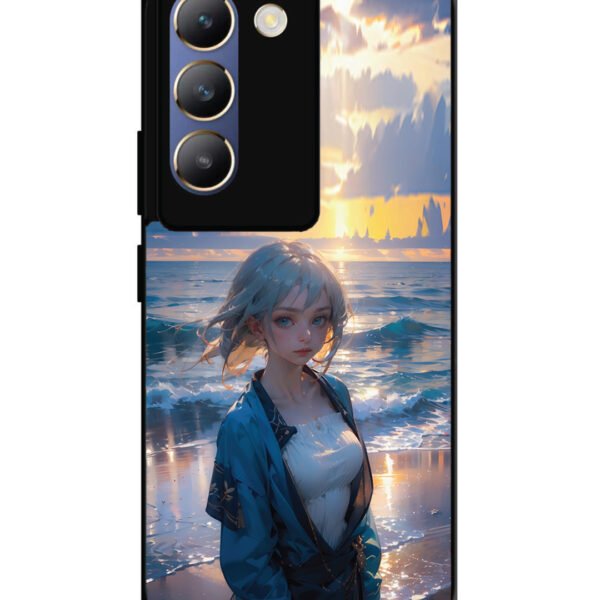Vivo Y200E | 2D Metal | Anime Girl Beach Ocean Waves | LC015