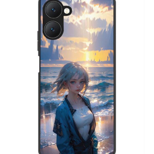 Vivo Y28s 5G | 2D Metal | Anime Girl Beach Ocean Waves | Lc308