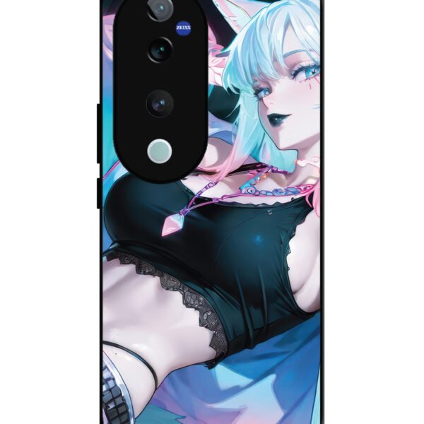Vivo V40 Pro, 2D Metal, anime girl fox headpohone white Hair