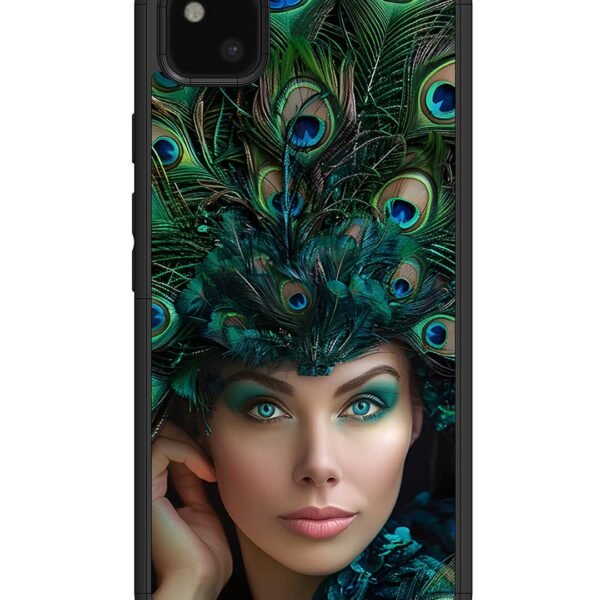 Google Pixel 4 Xl | 2D Metal Case | Girl With Peacock Feather Crown | LC062