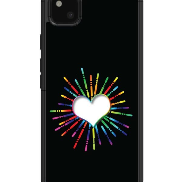 Google Pixel 4 Xl | 2D Metal Case | Colourful Heart On Black | LC062