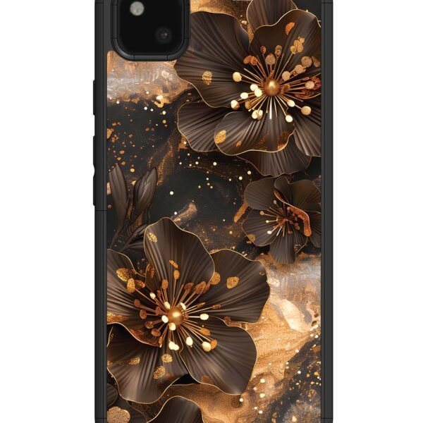 Google Pixel 4 Xl | 2D Metal Case | Golden Flowars | LC062