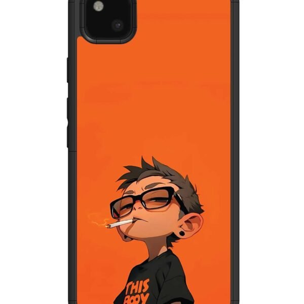 Google Pixel 4 Xl | 2D Metal Case | Vibrant Orange Attitude Cartoon | LC062