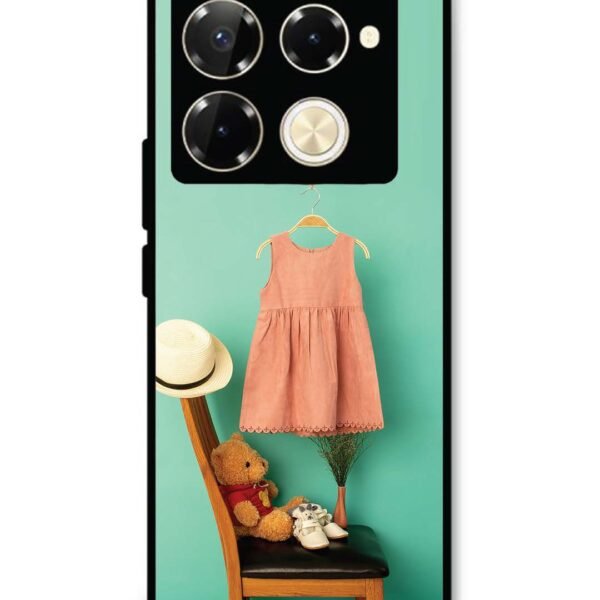 Infinix Note 40 Pro 5G | 2D Metal Case | Trendy Dress For Girl Near Toy Bear | LC295