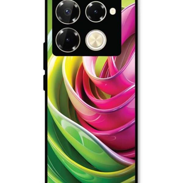 Infinix Note 40 Pro 5G | 2D Metal Case | Vibrant Swirl Glossy Ribbon Art | LC295