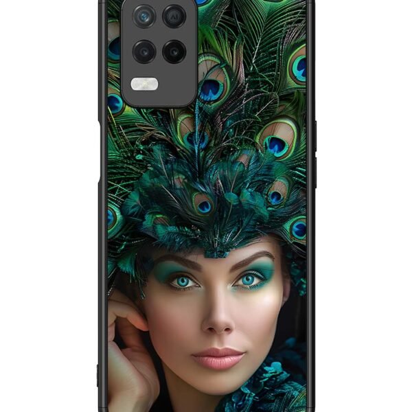 Realme 8 5G | 2D Metal Case | Girl With Peacock Feather Crown | LC108