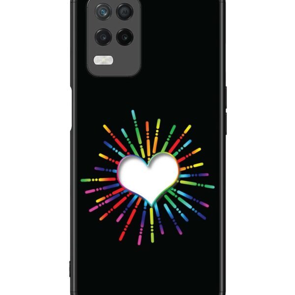 Realme 8 5G | 2D Metal Case | Colourful Heart On Black | LC108