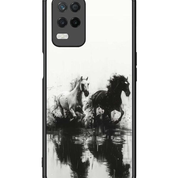 Realme 8 5G | 2D Metal Case | Black & White Horse | LC108