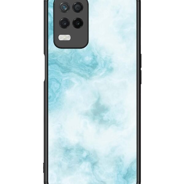 Realme 8 5G | 2D Metal Case | Light Blue With White Ocean Marble | LC108