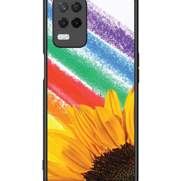 Realme 8 5G | 2D Metal Case | Sunflower On Colourful Lines | LC108