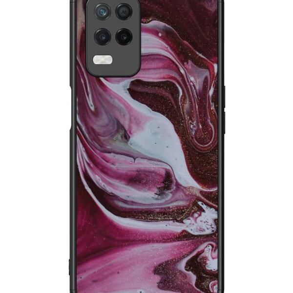 Realme 8 5G | 2D Metal Case | Pink And Golden Marble | LC108