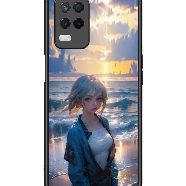 Realme 8 5G | 2D Metal Case | Anime Girl Beach Ocean Waves | LC108
