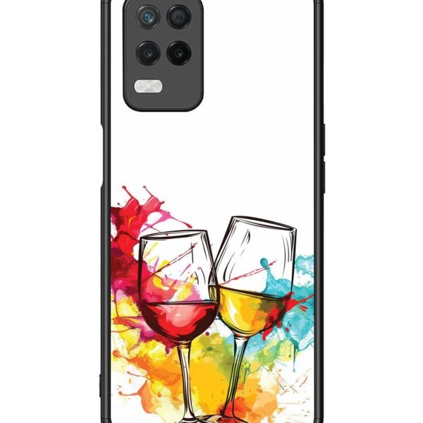 Realme 8 5G | 2D Metal Case | Colorful Wine Glasses | LC108