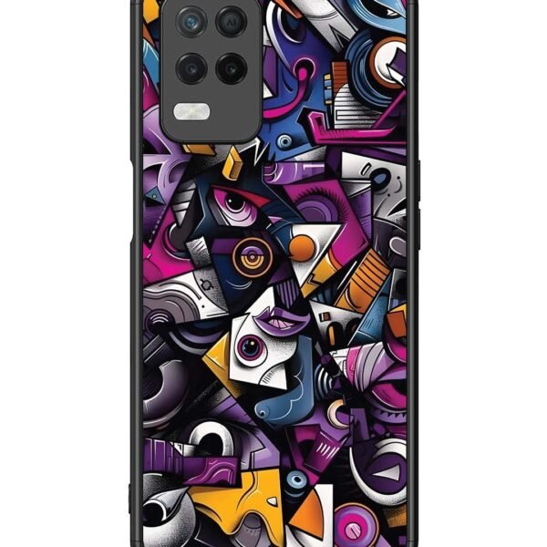 Realme 8 5G | 2D Metal Case | Abstract Geometric Graffiti Chaos | LC108