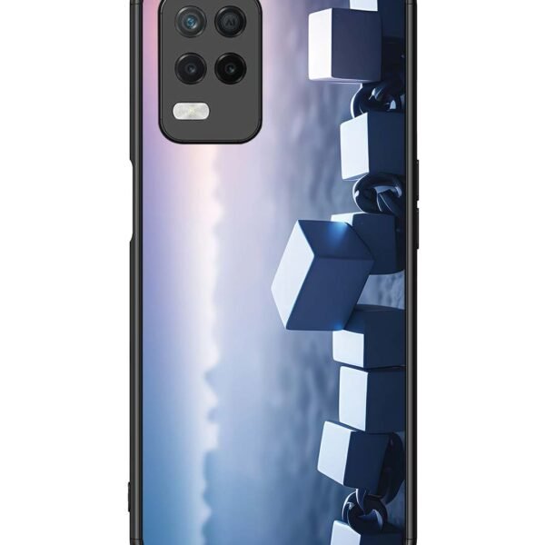 Realme 8 5G | 2D Metal Case | Minimalist Blockchain Cube Chain | LC108